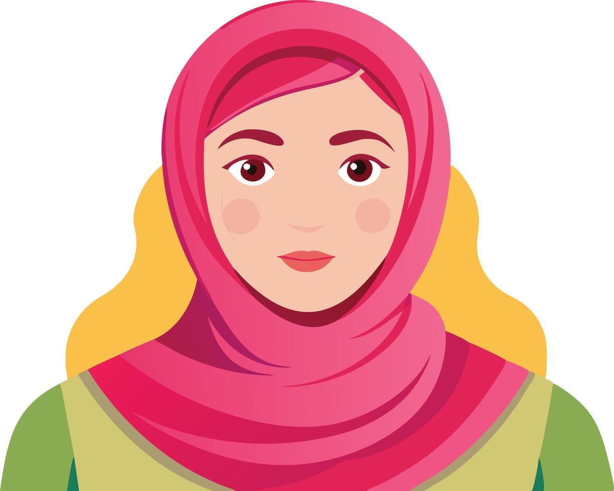 Woman wearing a pink headscarf, symbolizing modesty, culture, and traditional clothing vector