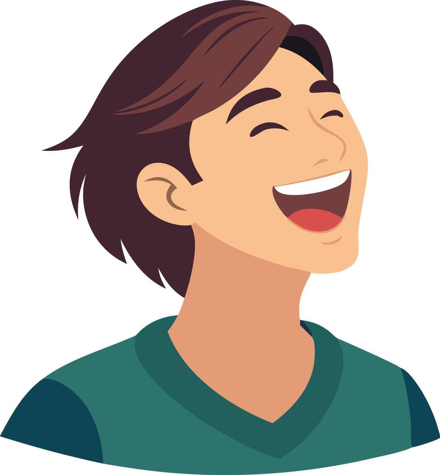 Boy laughing joyfully, symbolizing happiness, fun, and carefree moments vector