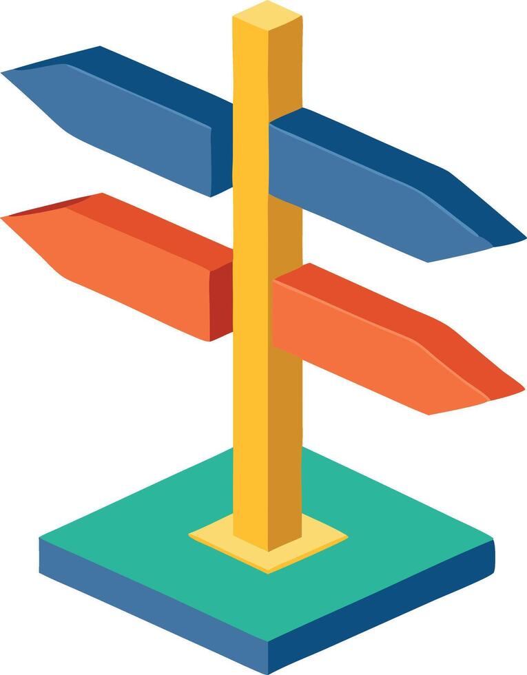 A multicolored signpost symbolizing direction and multiple pathways vector