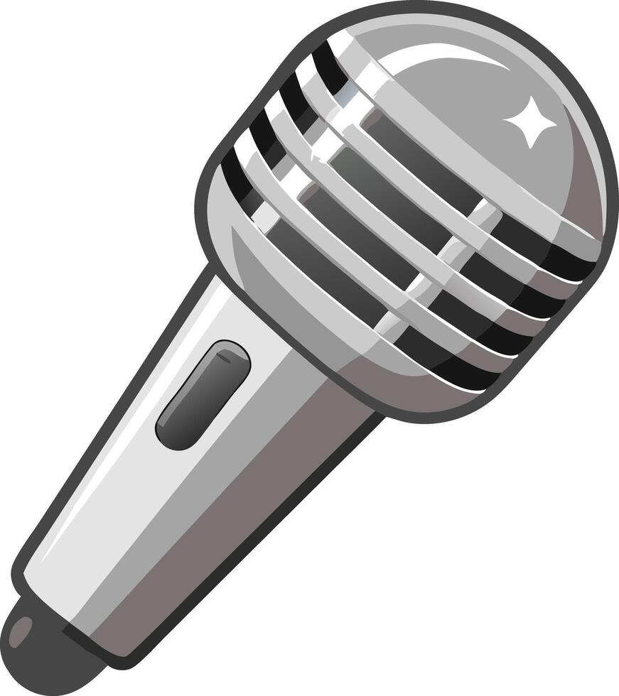 Silver microphone with modern design, symbolizing audio, music, and communication vector