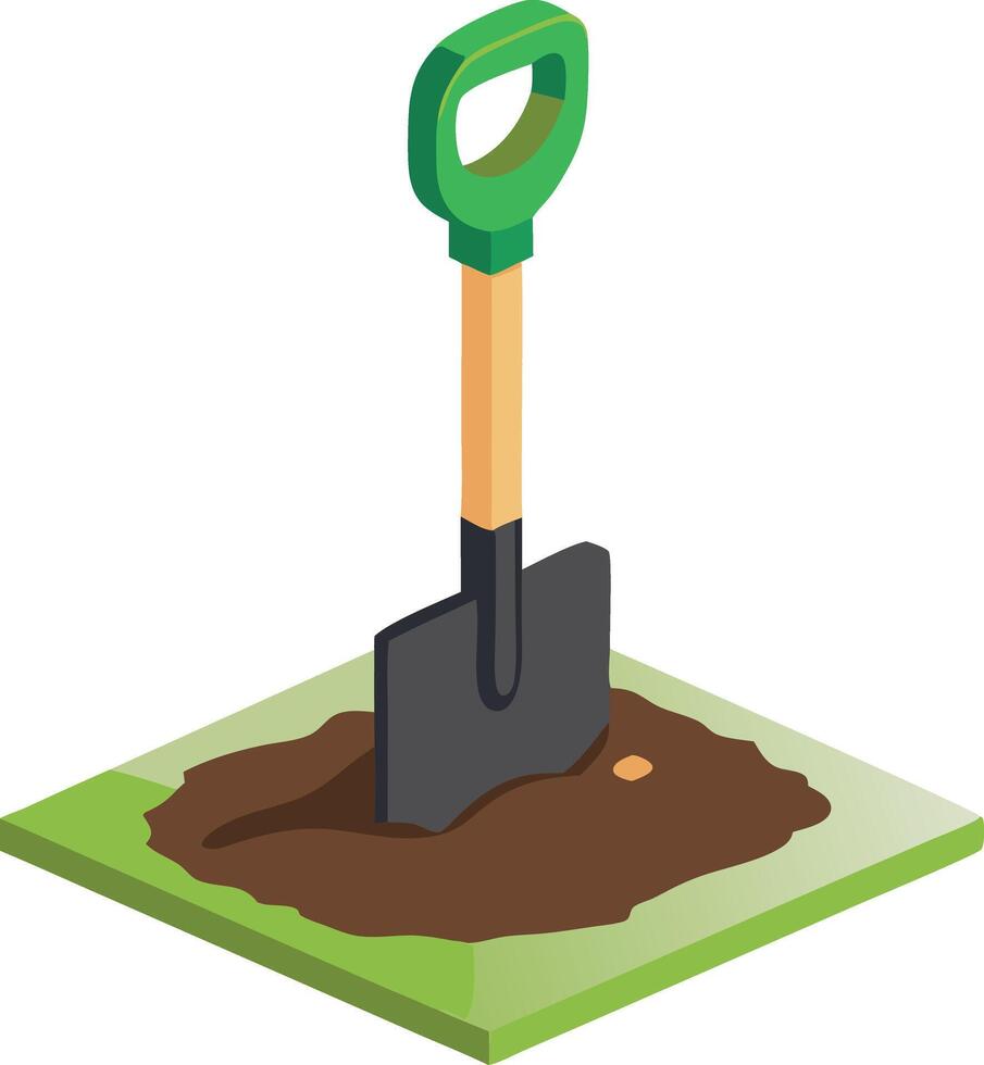 A shovel in the ground symbolizing groundwork, foundation, and construction vector