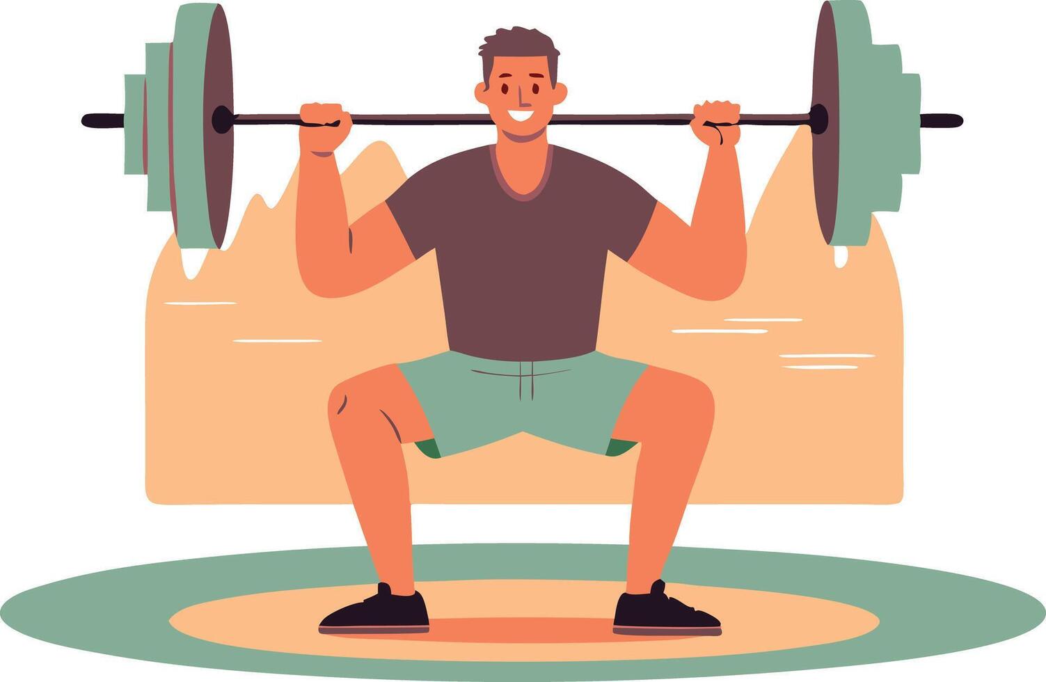 Man lifting weights in the gym, symbolizing fitness, strength, and dedication in illustration vector