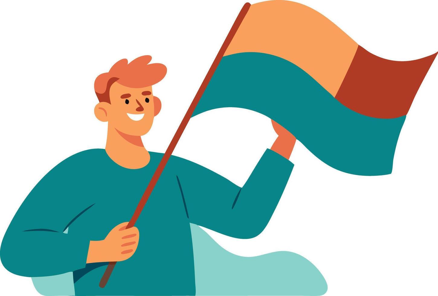 Man holding a flag and waving it proudly in a patriotic display of support vector