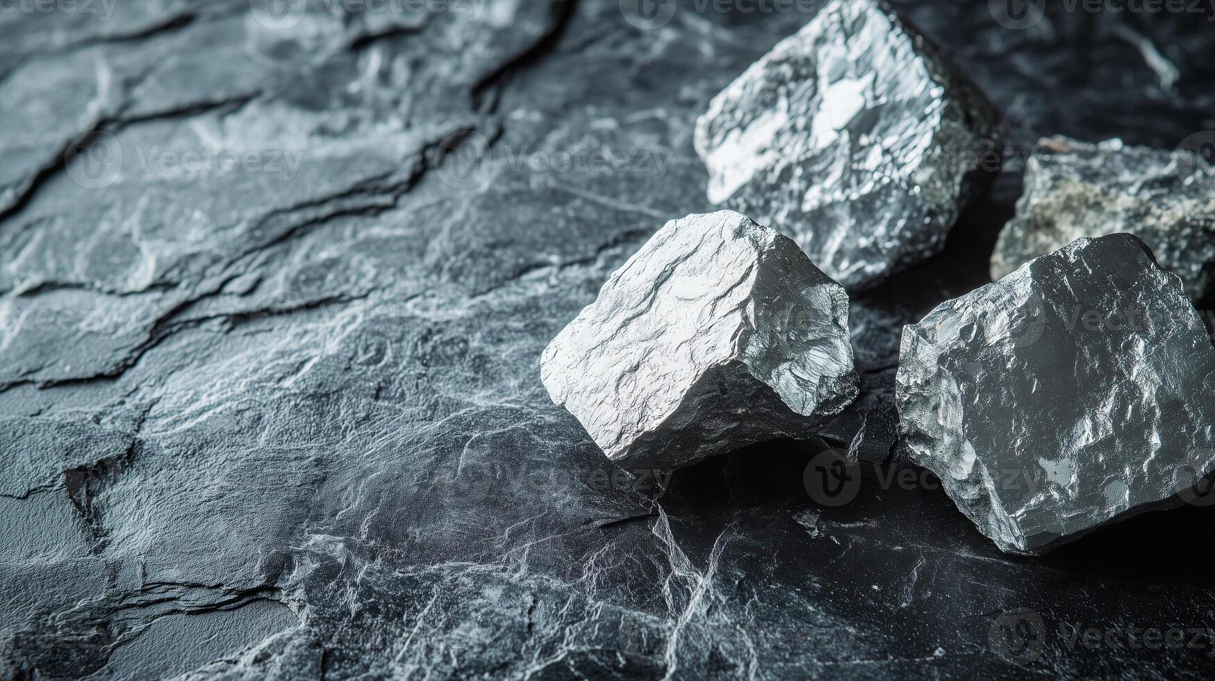Raw lithium samples on a dark surface, highlighting the future photo
