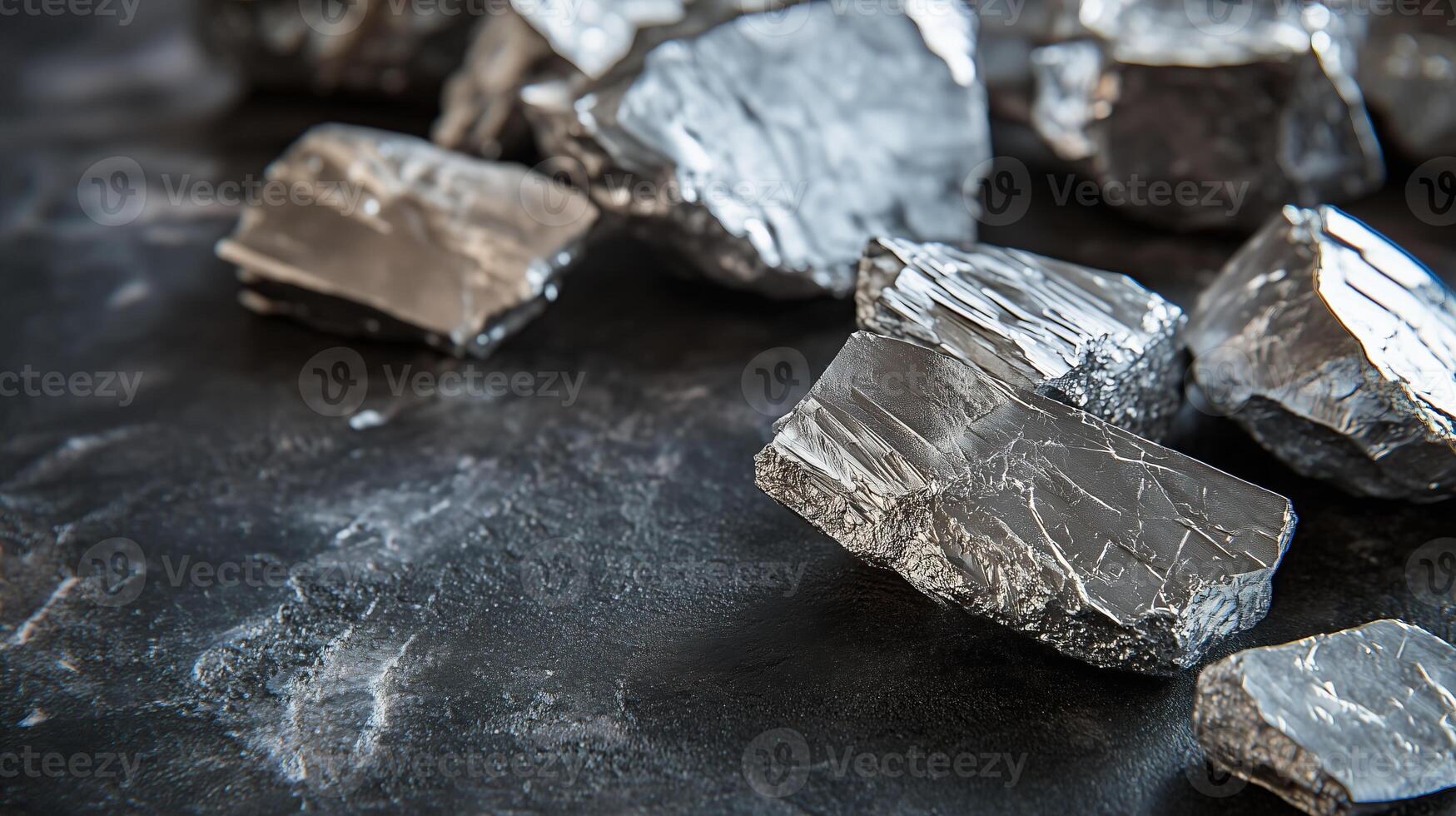 Raw lithium samples on a dark surface, highlighting the future photo