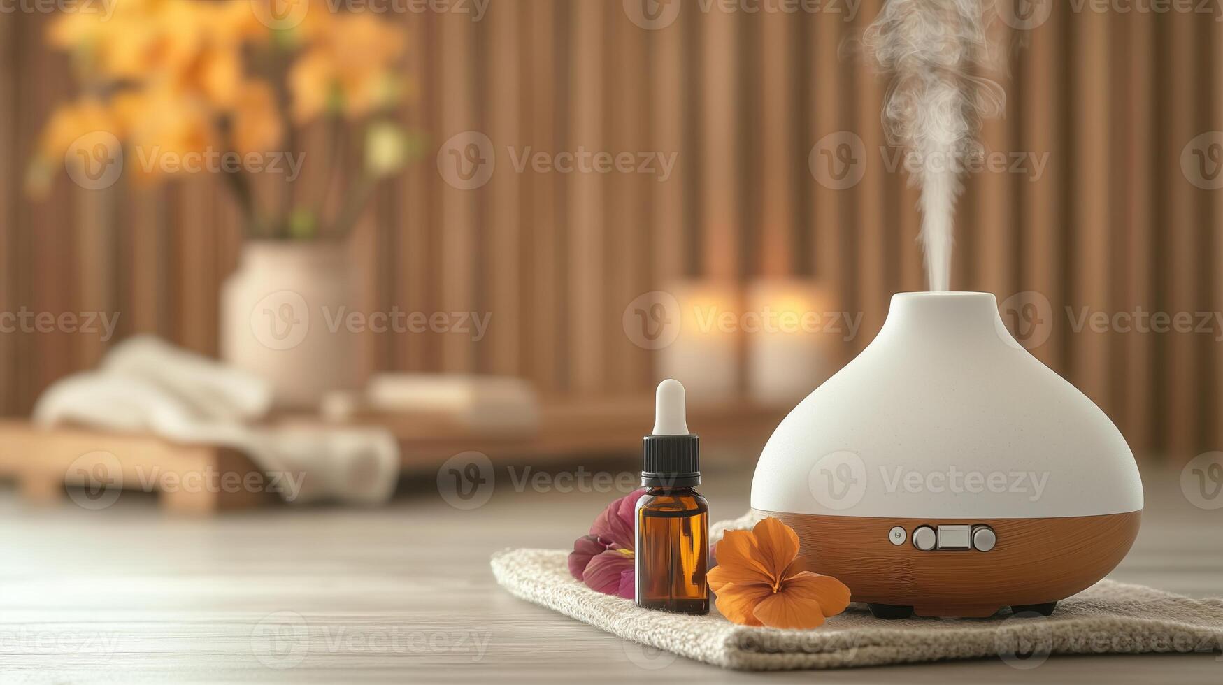 A set of essential oils for a diffuser to promote relaxation. photo