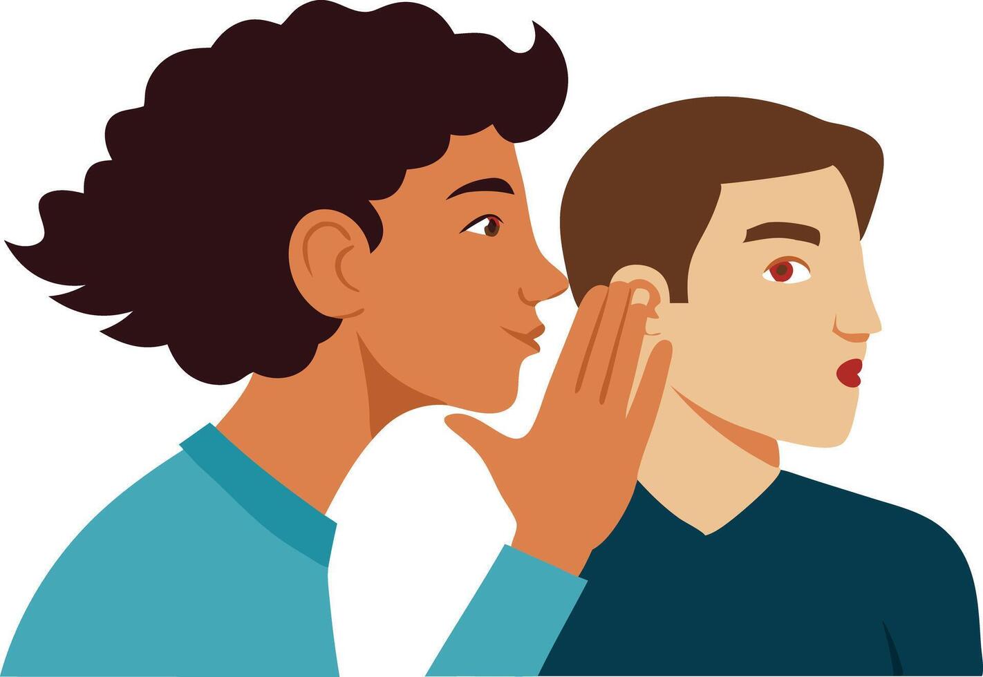 Friends sharing a secret, symbolizing trust, friendship, and communication vector