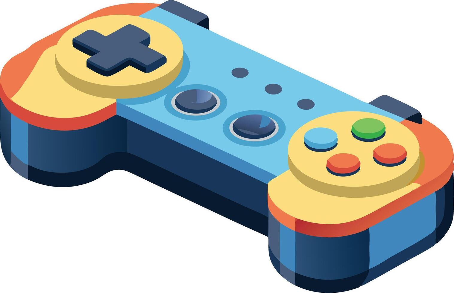 Colorful game controller in isometric view, technology and gaming concept illustration vector