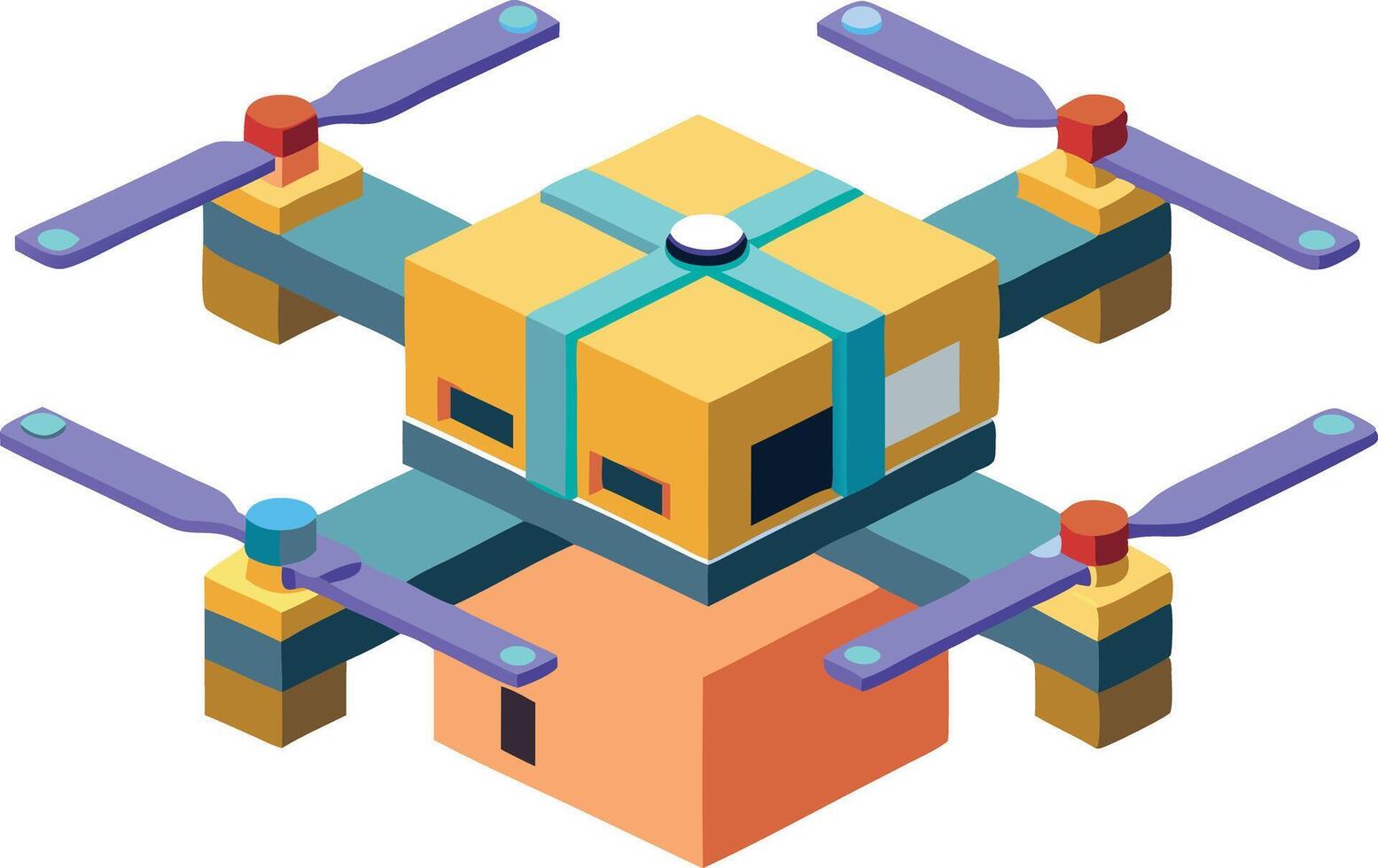 Drone delivering packages, isometric logistics and delivery concept illustration vector