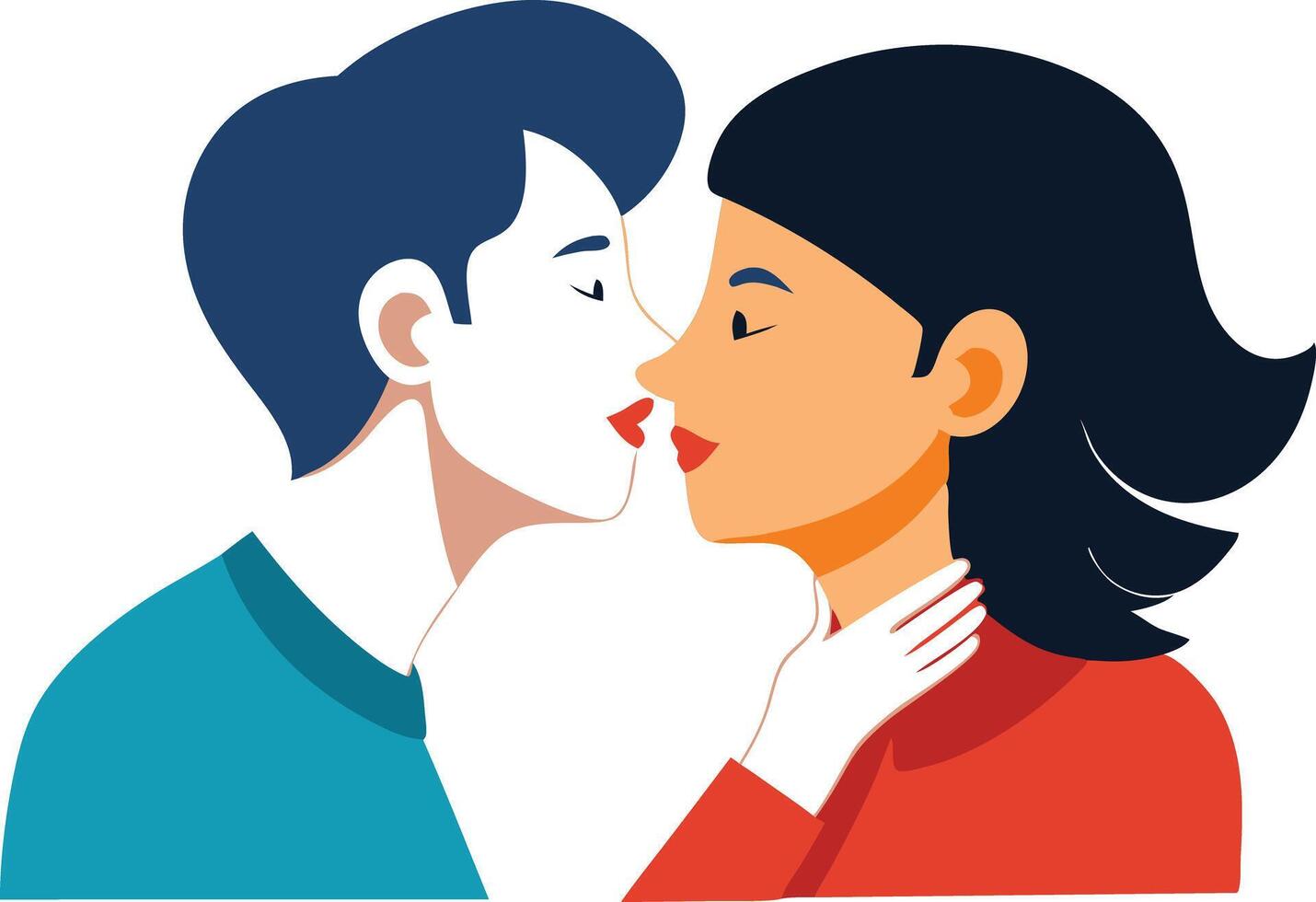 Couple in love, facing each other, symbolizing affection and emotional connection vector