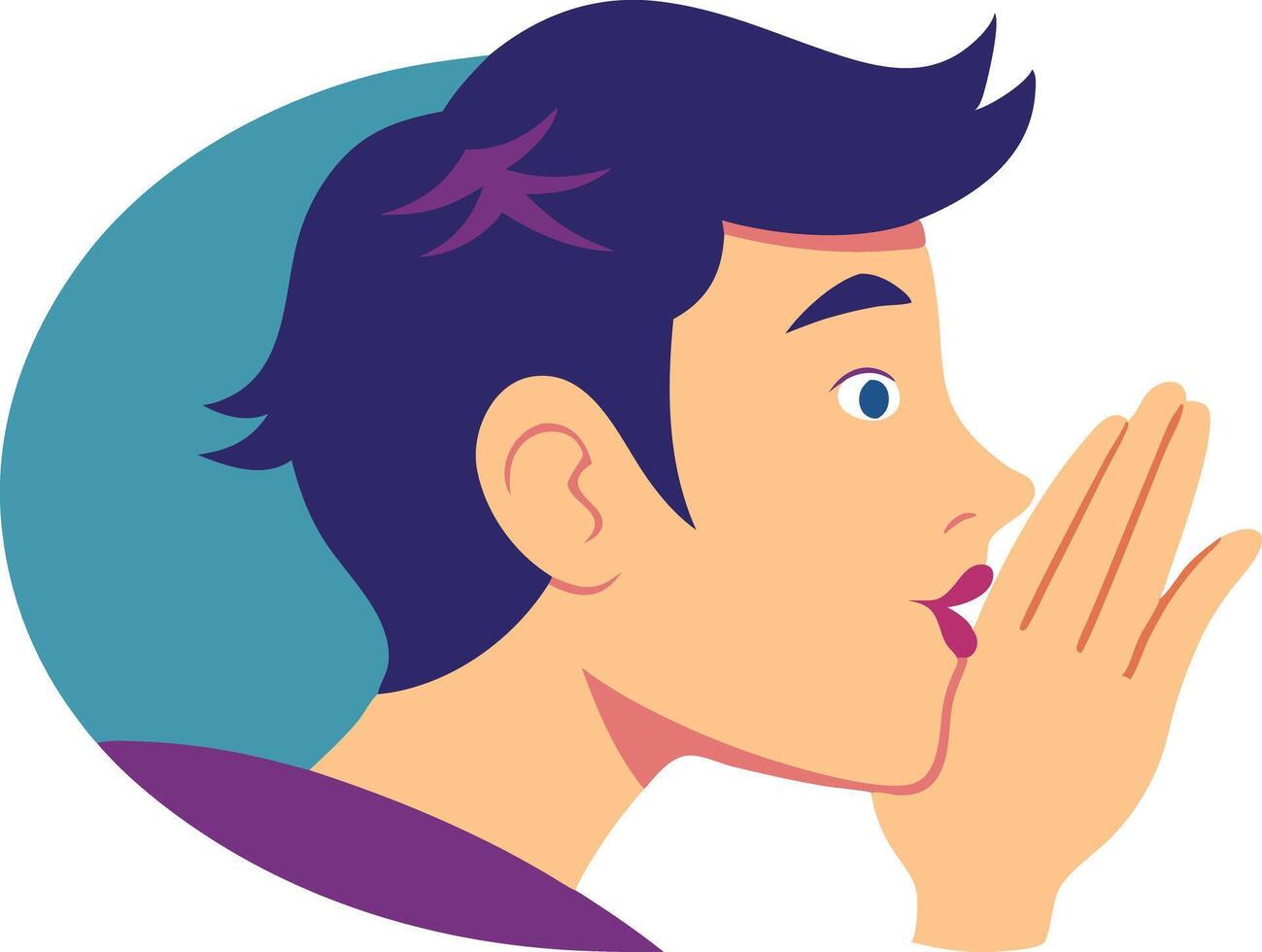 Boy whispering a secret, symbolizing communication, friendship, and trust vector