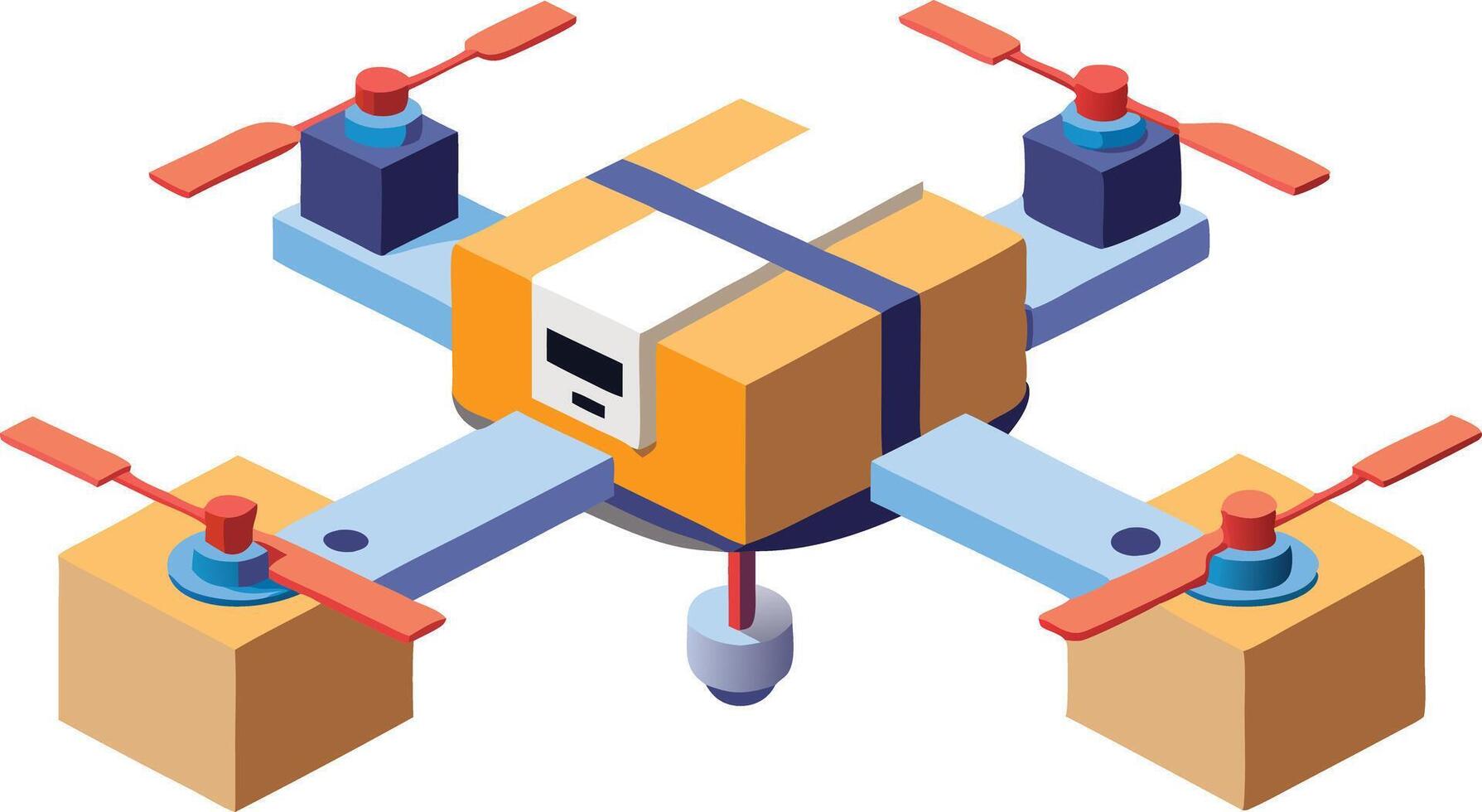 Isometric drone carrying boxes for shipping and logistics, modern delivery concept vector