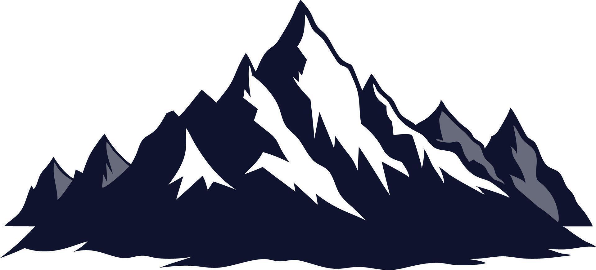 Sharp mountain peak illustration with snowcapped top and bold outline vector