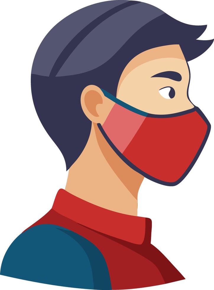 Boy wearing a protective face mask, symbolizing health, safety, and pandemic precautions vector