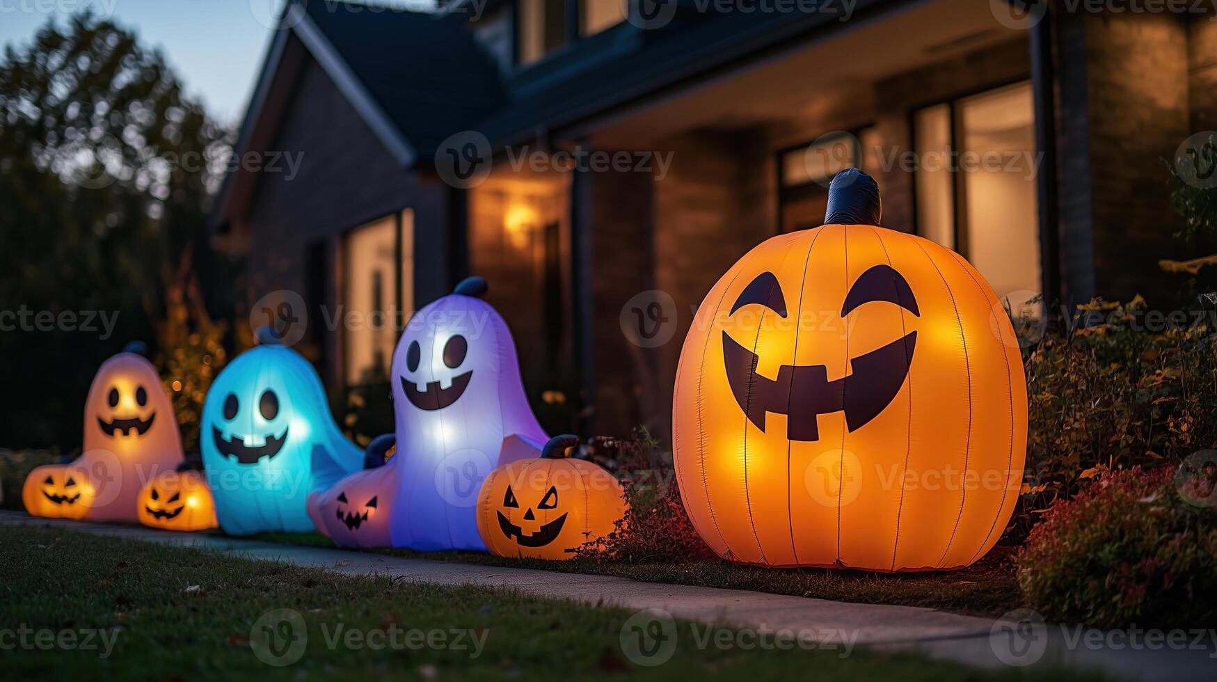 Friendly Inflatable Halloween Decor, inflatable smiling pumpkins photo