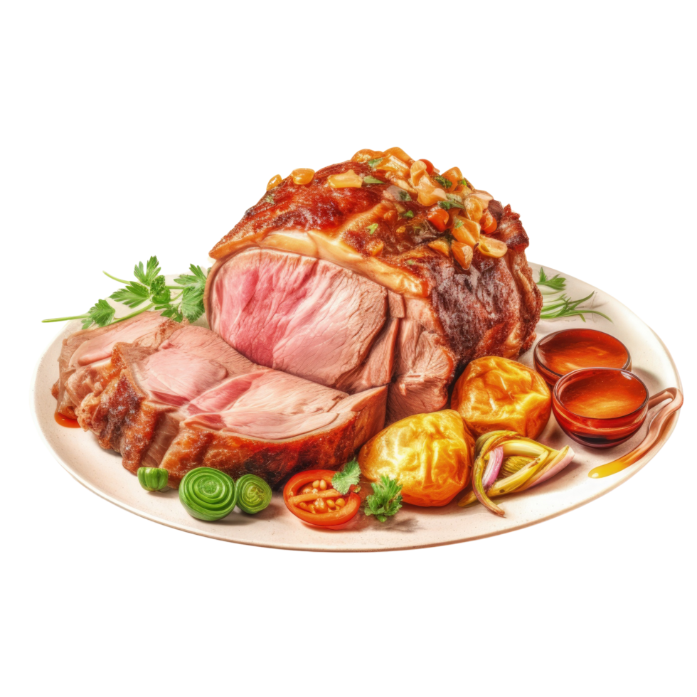 A plate with a roast on it png