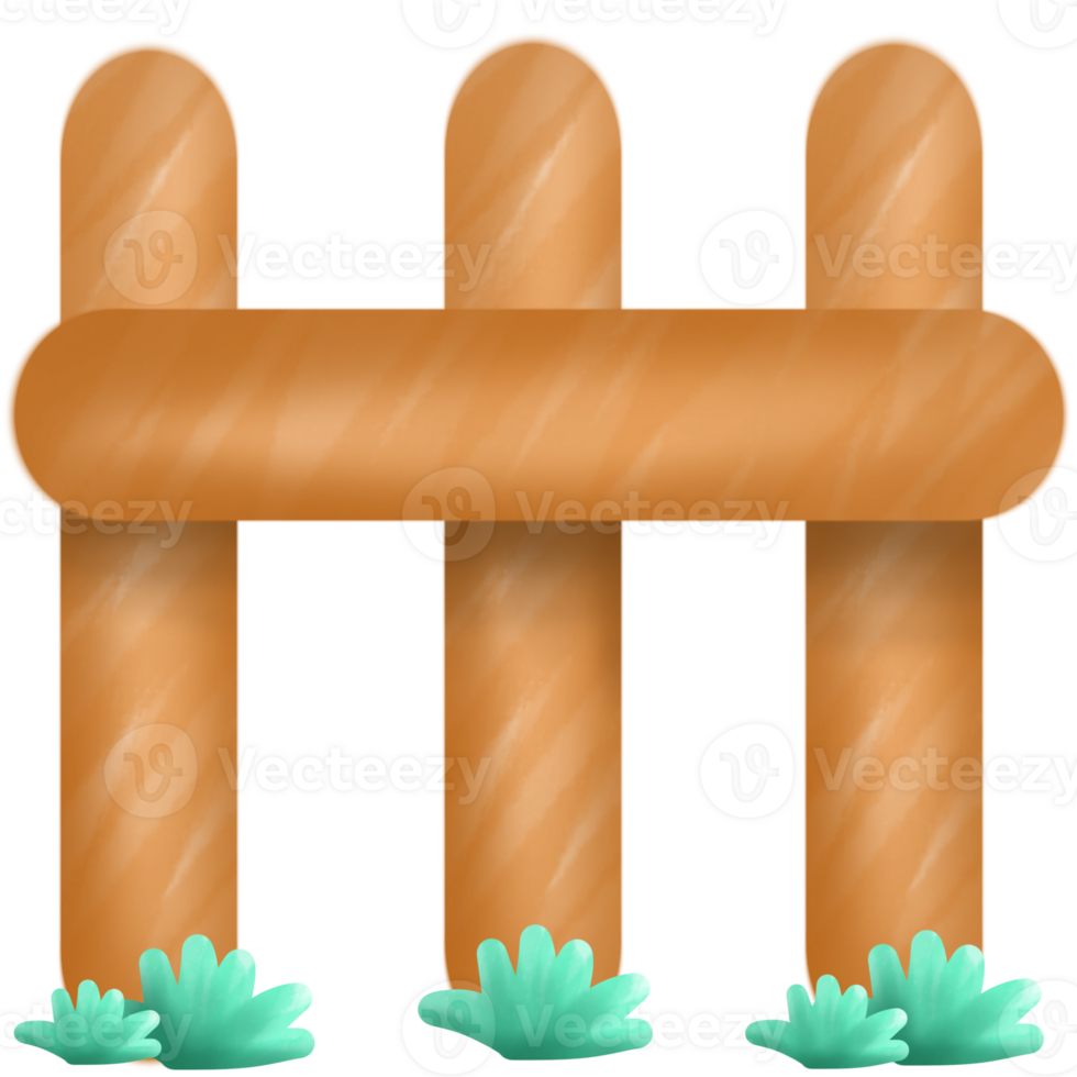 A minimalistic brown wooden fence with green grass png