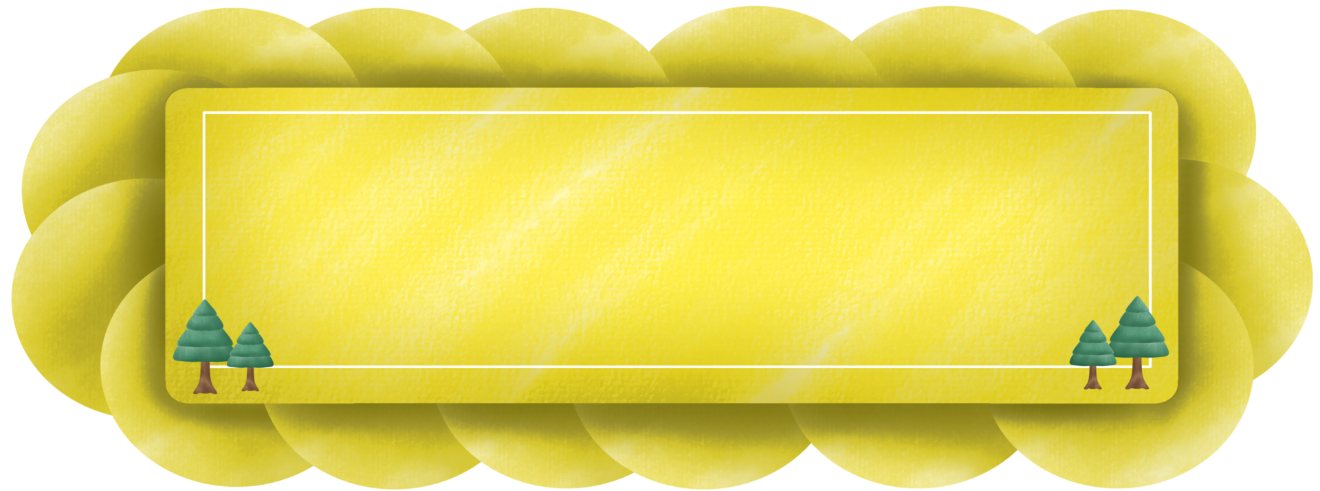 vintage yellow cloud tag label with pine tree png