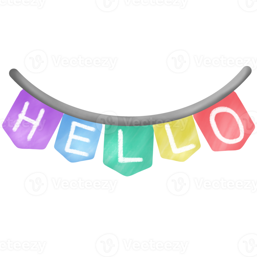 minimal rainbow flag with word HELLO png