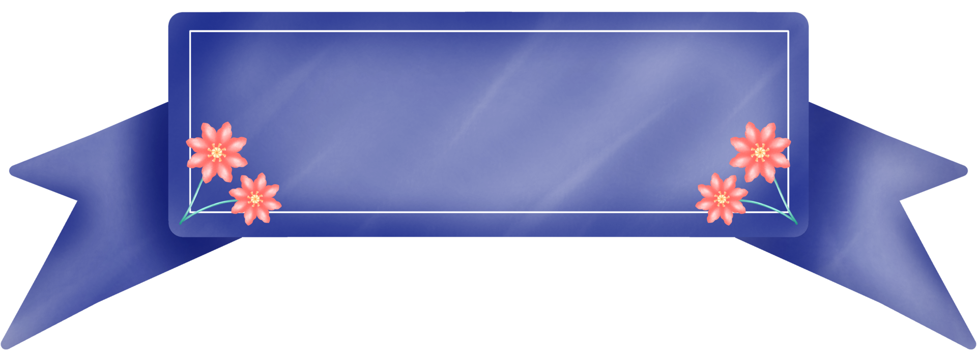 blue label for adding text or topic with red flower png