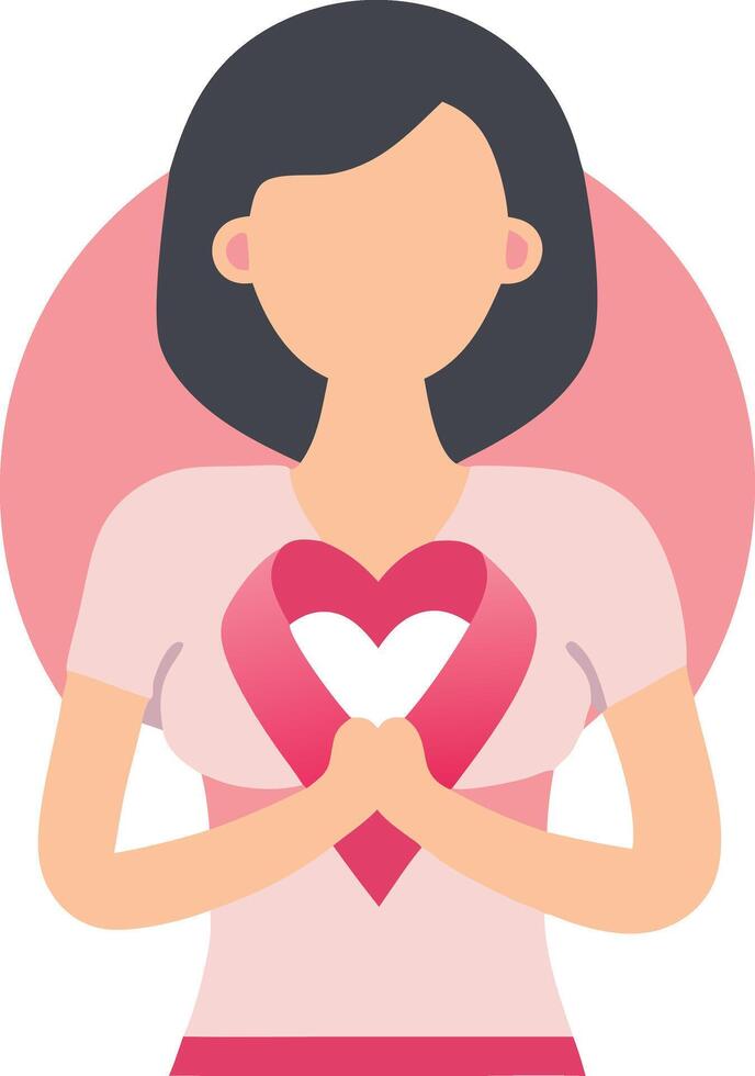 A woman holding a heart symbol to represent love and selfcare vector