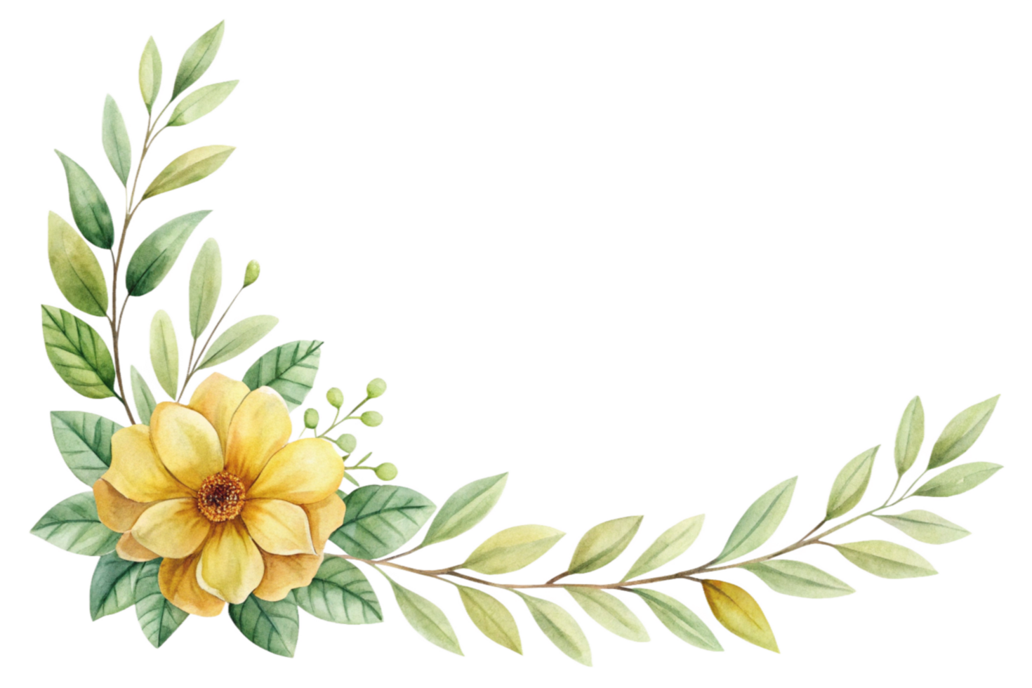 A watercolor flower wreath with leaves and flowers png