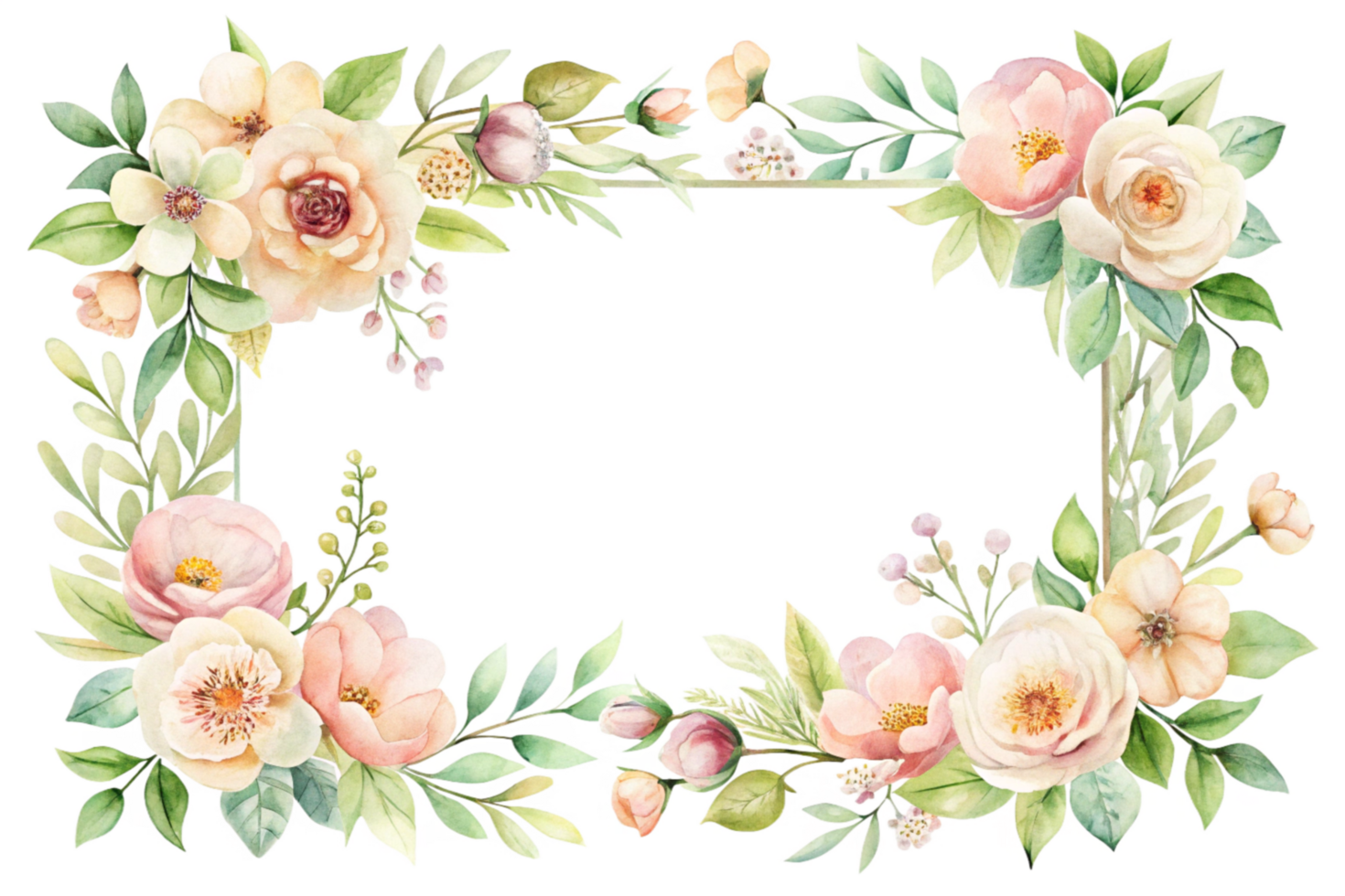 A floral frame with pink flowers and leaves png