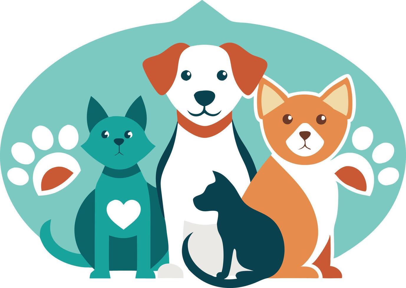 Cute illustration featuring three diverse dogs vector
