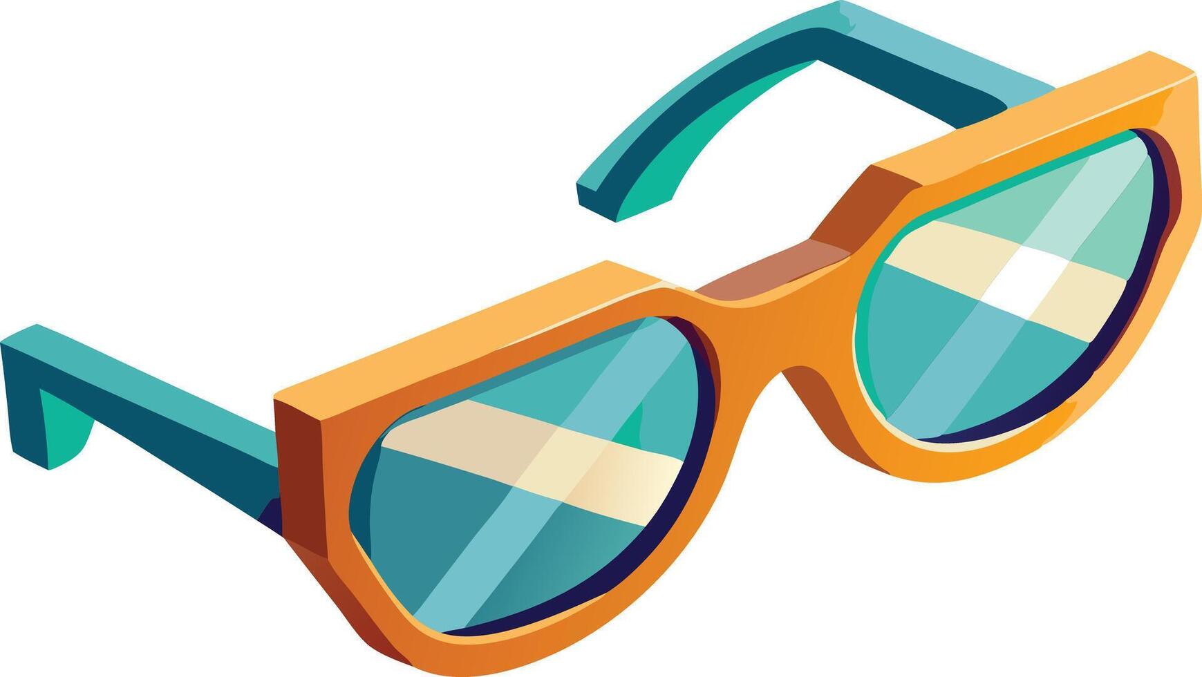 Isometric sunglasses with orange frame, fashion accessory illustration vector