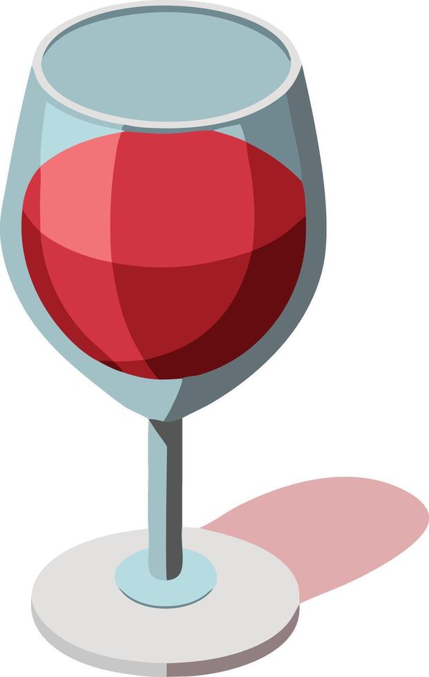 Isometric glass of red wine, food and beverage concept illustration vector