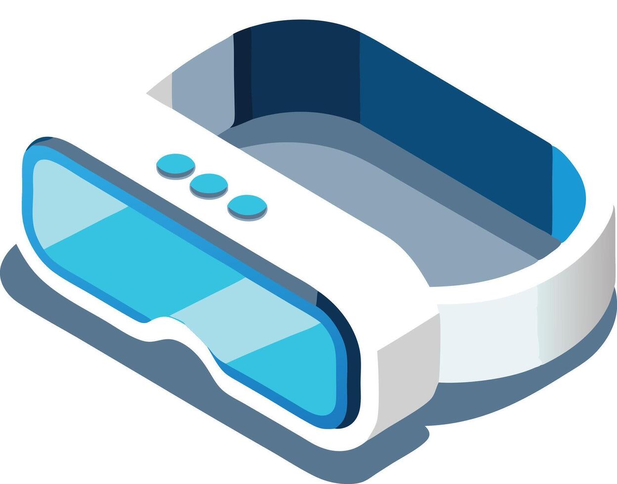 Isometric virtual reality headset in blue and white, technology and gaming device illustration vector
