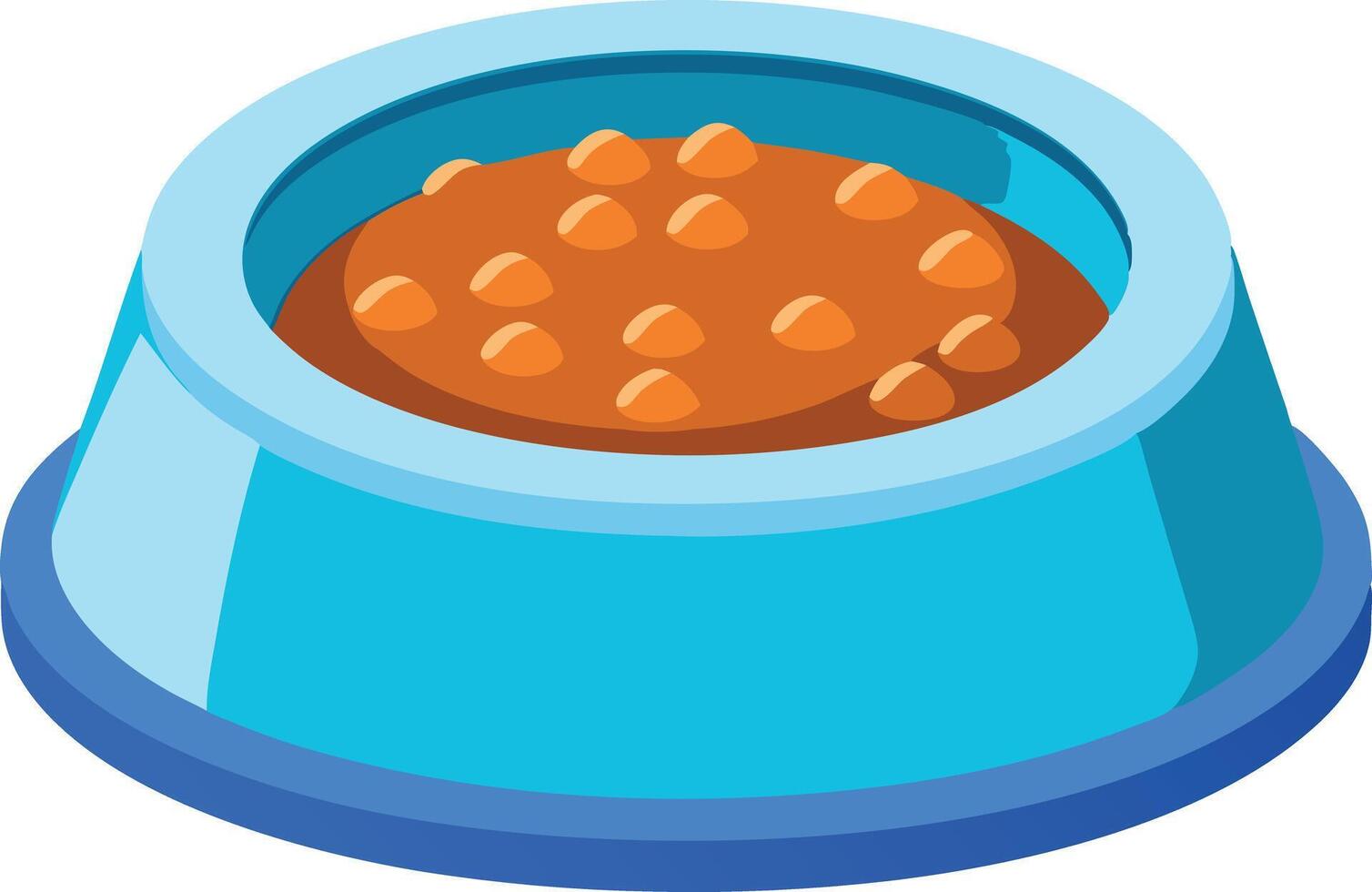 Isometric cat food bowl filled with kibble, pet care and feeding concept illustration vector