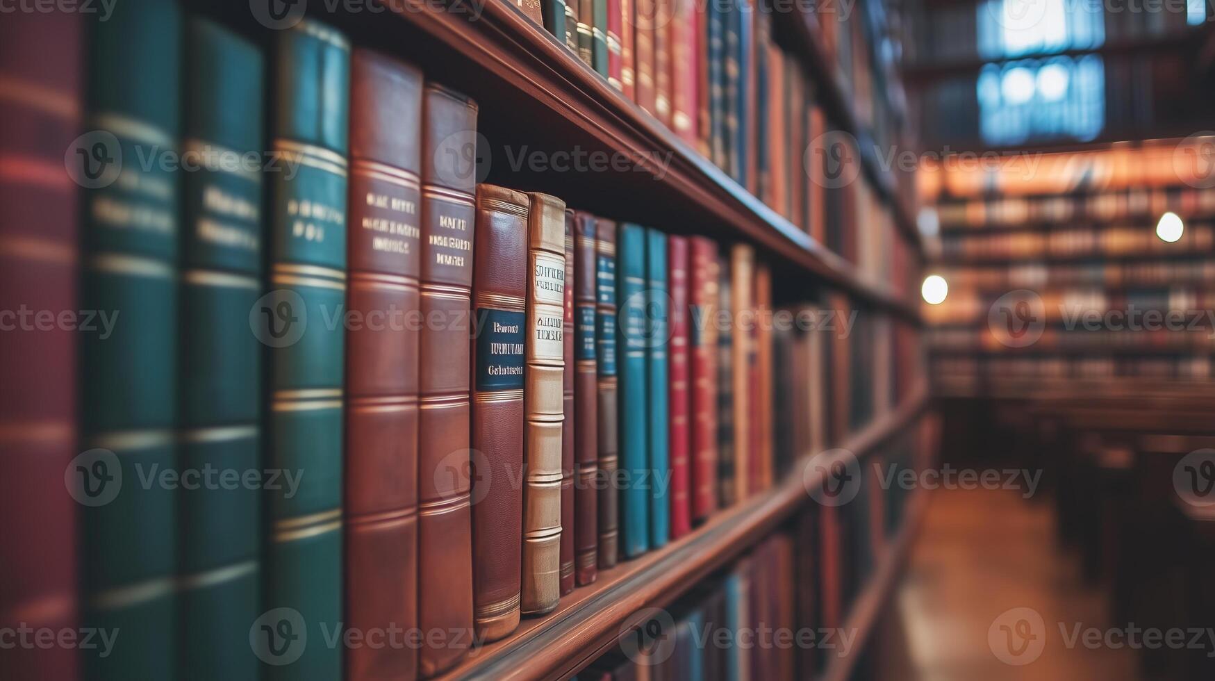 many books on a shelf in a library photo