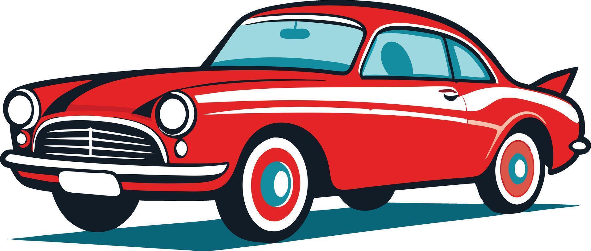 Illustration of a vintage red car, symbolizing classic automotive design and nostalgia vector