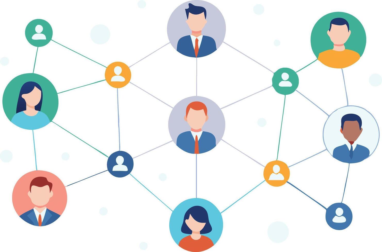 Illustration of a connected network of people representing teamwork, communication, and social interaction vector