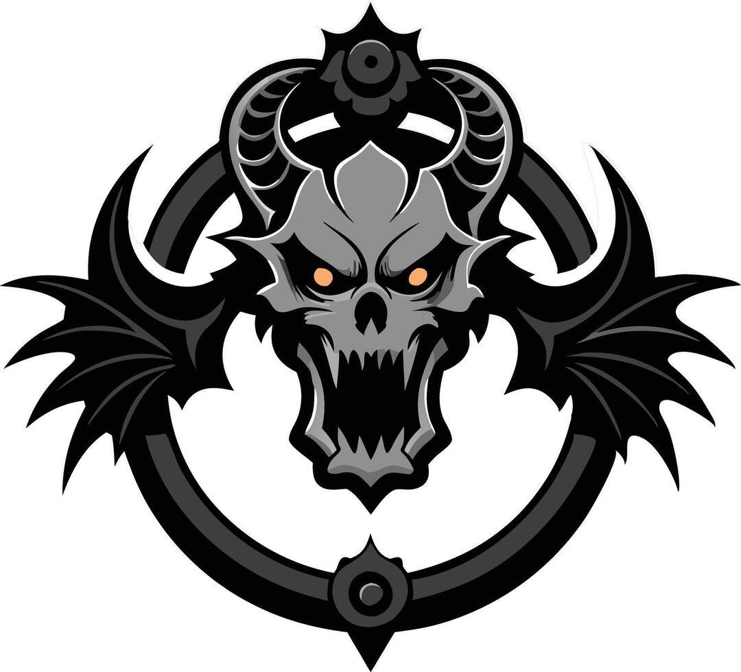 Illustration of a gothicstyle door knocker with a skull, symbolizing a dark and spooky theme vector