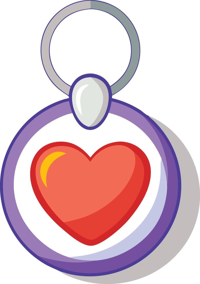 Heart pendant on a keychain, flat illustration symbolizing love and keepsake vector