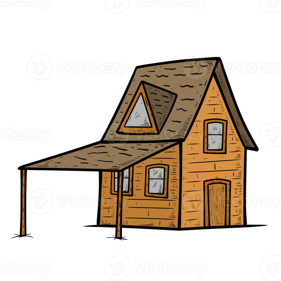 Wood house sketch drawing png
