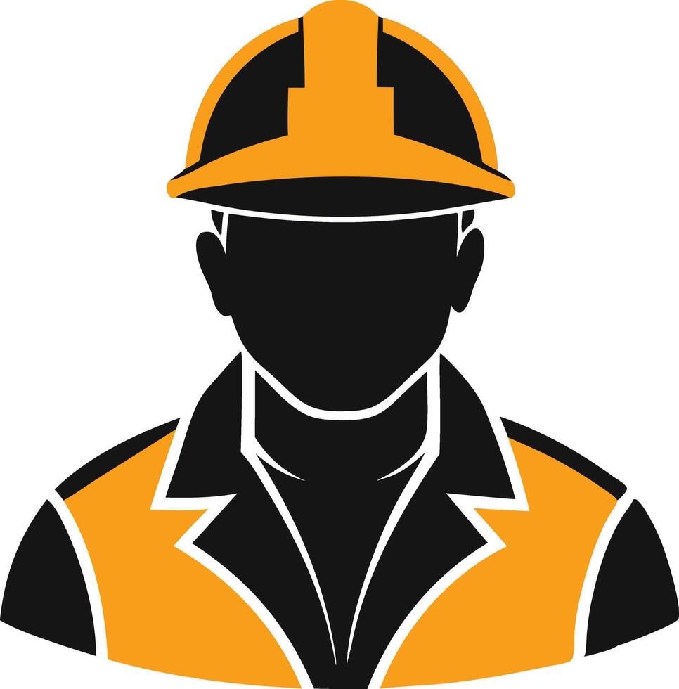 Flat design illustration of construction worker in hard hat and safety vest vector