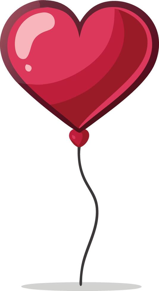 Single heartshaped balloon floating, flat illustration symbolizing love vector