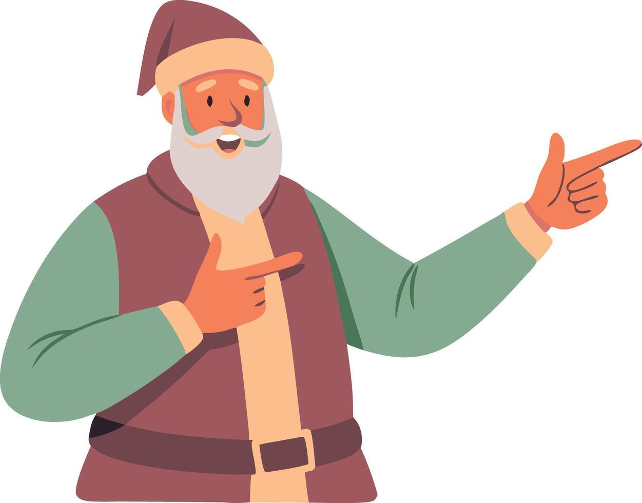 Saint Nicholas pointing, flat illustration for historical Christmas character concept vector