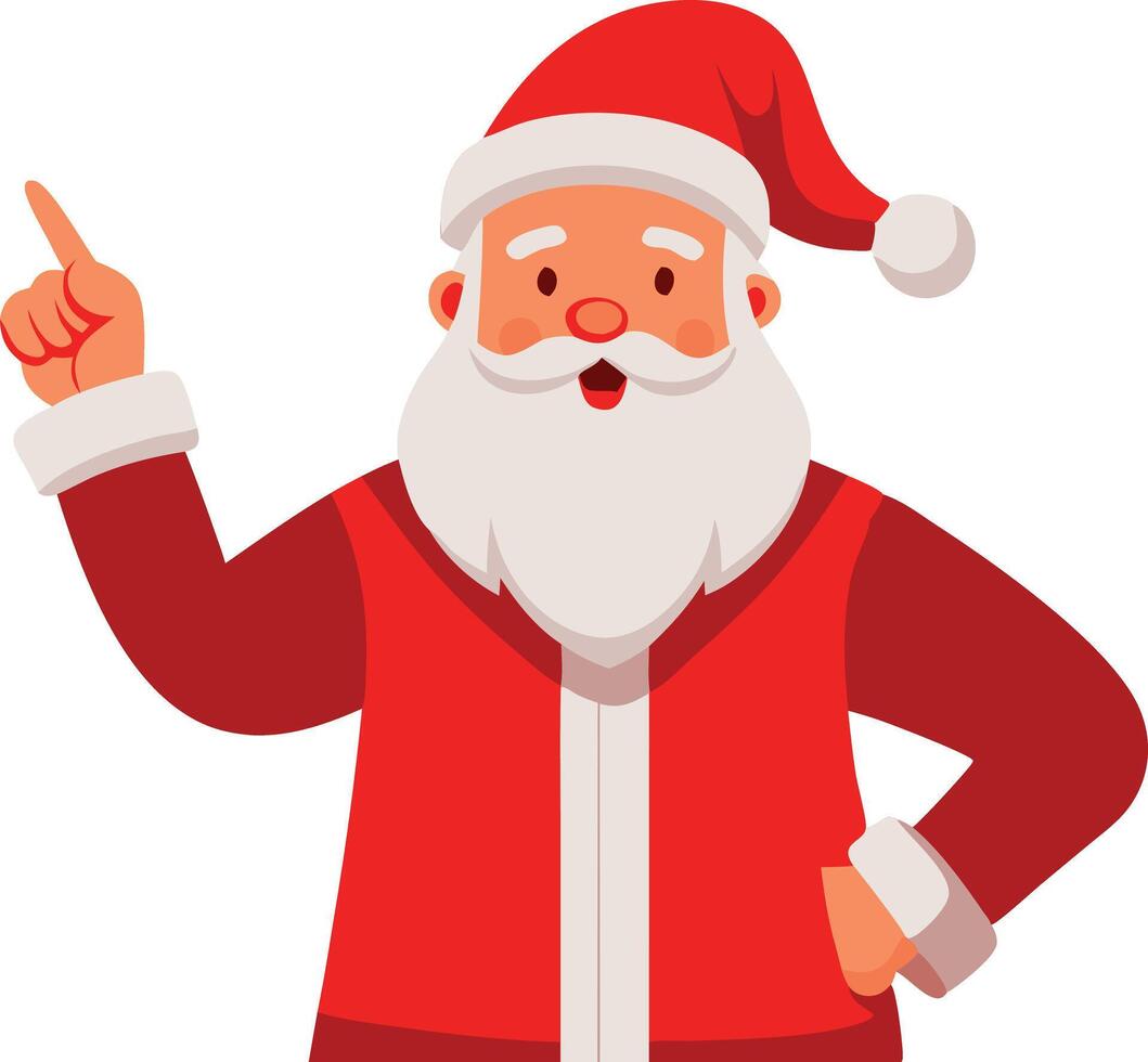 Santa Claus pointing upwards, flat illustration for Christmas and holiday theme vector