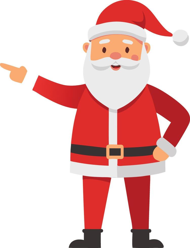 Santa Claus pointing with a smile, flat illustration for Christmas celebration vector
