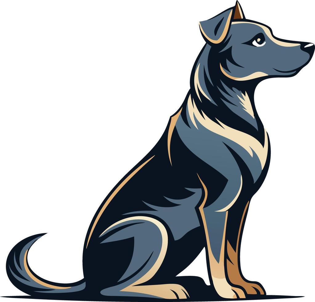illustration of a sitting dog, detailed flat design of a domestic animal vector