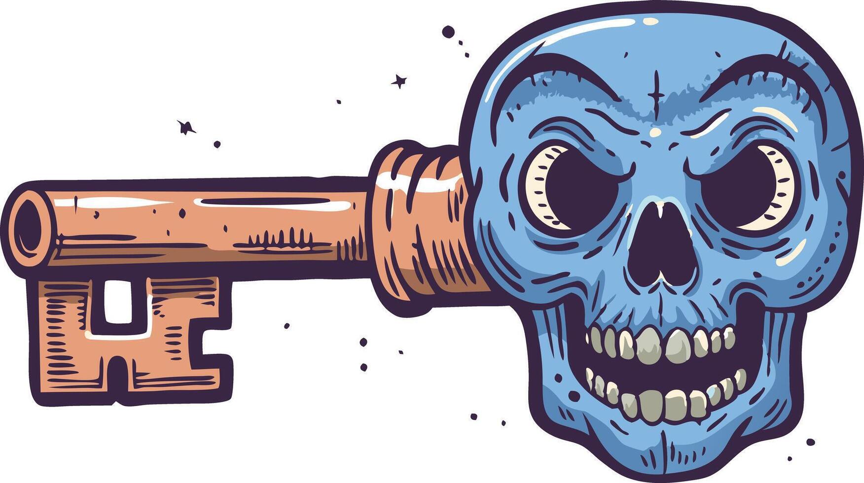 Gothicinspired key with a skull handle, symbolizing mystery, hidden secrets, and danger in a dark and eerie illustration. vector
