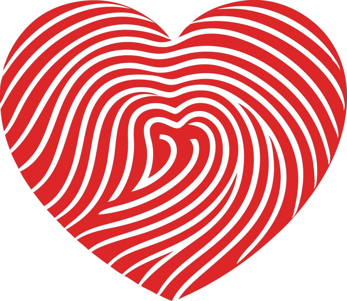 Heartshaped fingerprint, flat design symbolizing unique love and identity vector