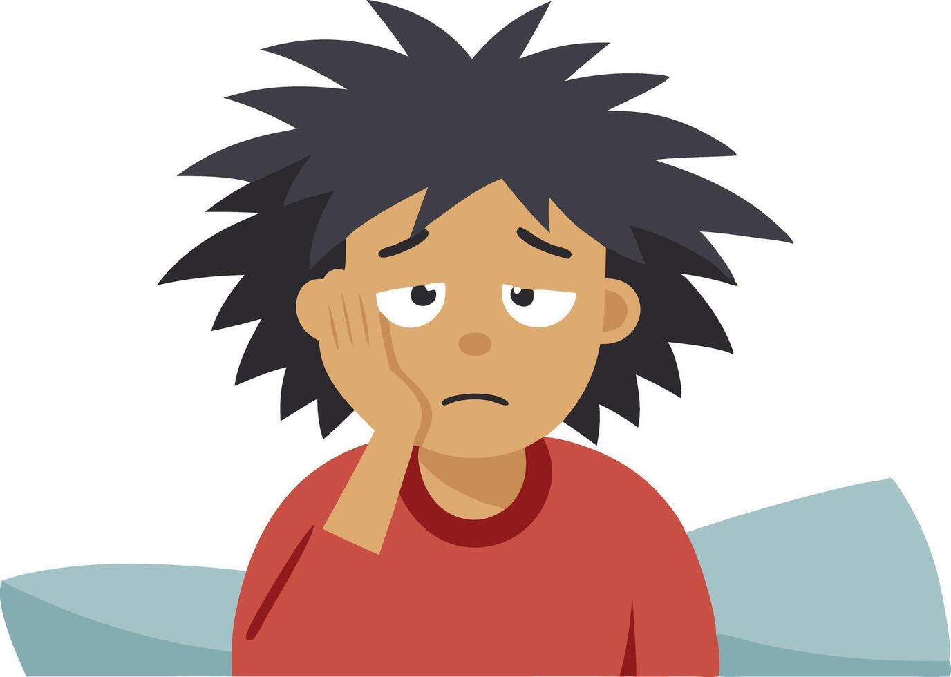 Illustration of a worried person with wild hair symbolizing anxiety and stress vector