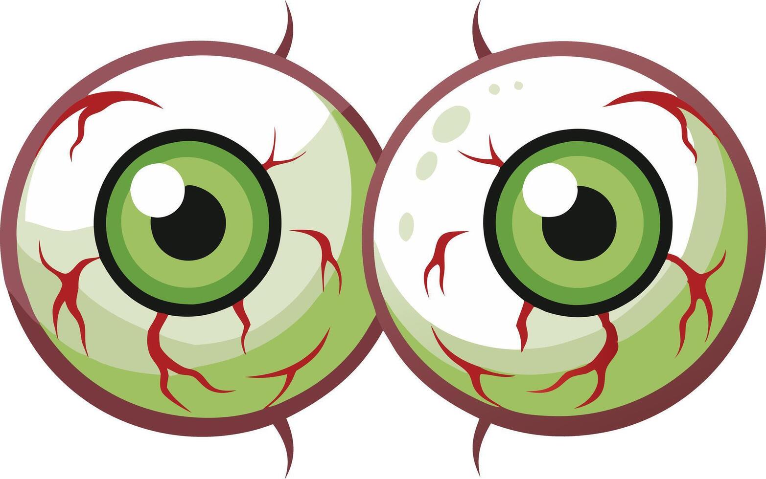 Cartoonstyle illustration of a pair of green eyeballs with veins, symbolizing cartoon vision or expressive observation vector