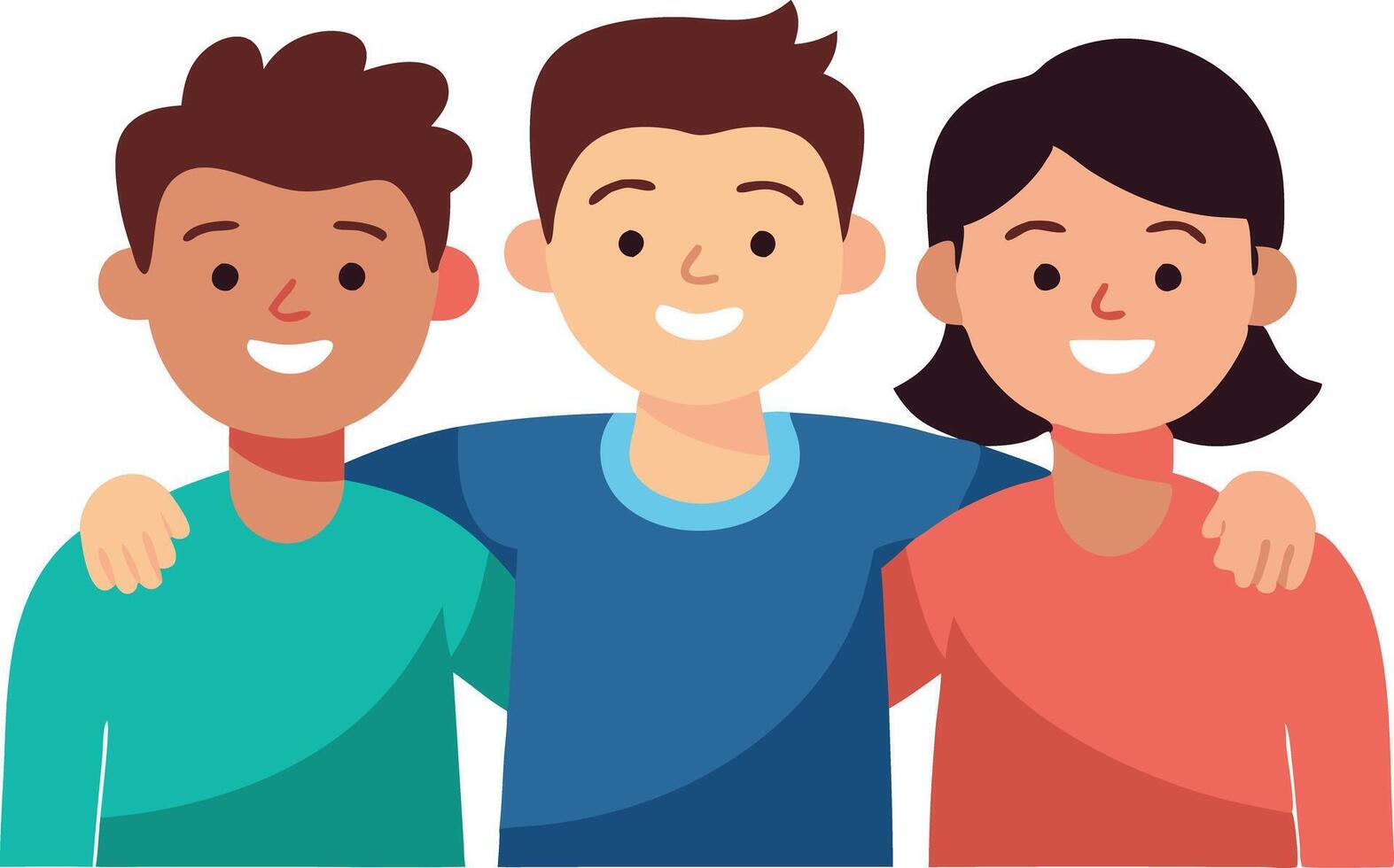Illustration of friends smiling and standing together symbolizing happiness, unity, and friendship vector