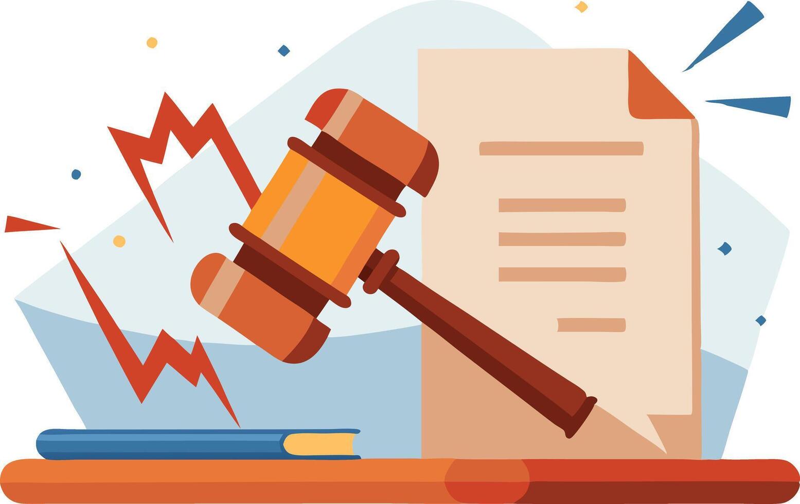 Illustration of a gavel striking a laptop, symbolizing legal consequences and technological issues vector